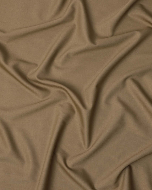 Beige Plain Super 120's Blended Wool Suiting Fabric, 150 Cms, India-D24967