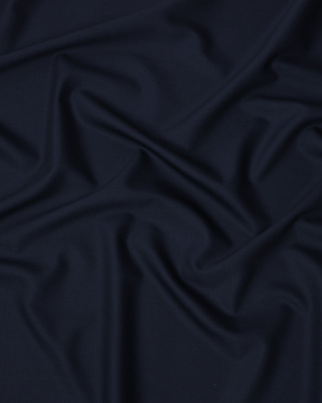 Dark Navy Blue Plain Super 120's Blended Wool Suiting Fabric, 150 Cms, India-D24966