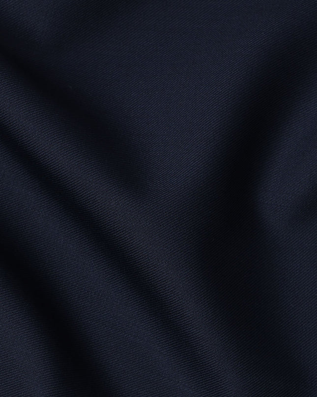 Dark Navy Blue Plain Super 120's Blended Wool Suiting Fabric, 150 Cms, India-D24966