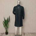 Emerald Teal Sequin Georgette Kurta Set Men