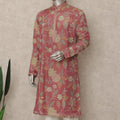 Rose Pink Shimmer Silk Kurta Pyjama Set Men