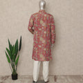 Rose Pink Shimmer Silk Kurta Pyjama Set Men