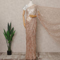 Peach Premium French 2-Tone Chantilly Lace Saree Fabric – 5.5 Meters Length, 110 Cms Width, Imported from France-D25704