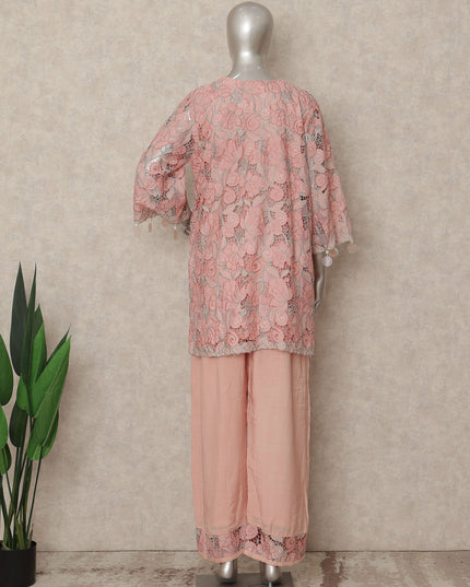 Soft Pink Lace Embroidered Co Ord Set Party Wear