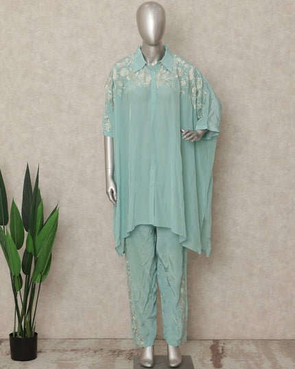 Sea Green Embroidered Co Ord Set Party Wear