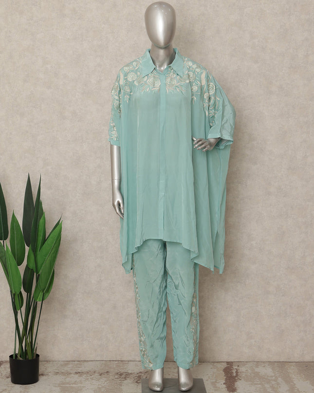 Sea Green Embroidered Co Ord Set Party Wear