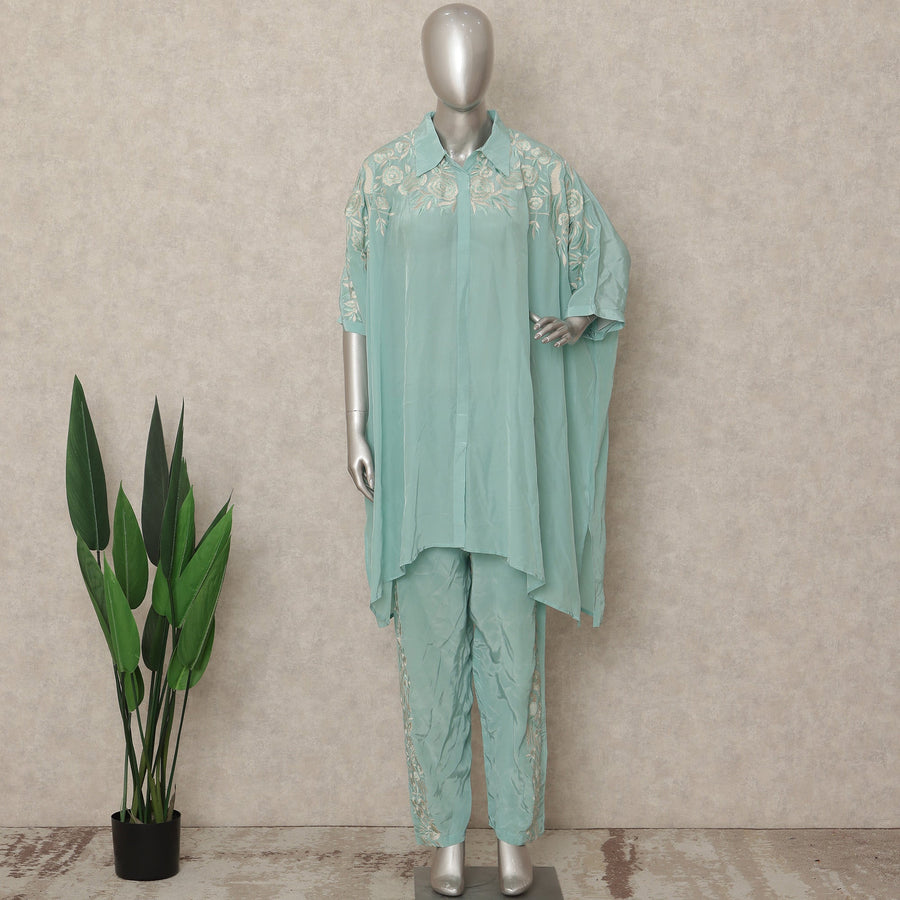 Sea Green Embroidered Co Ord Set Party Wear