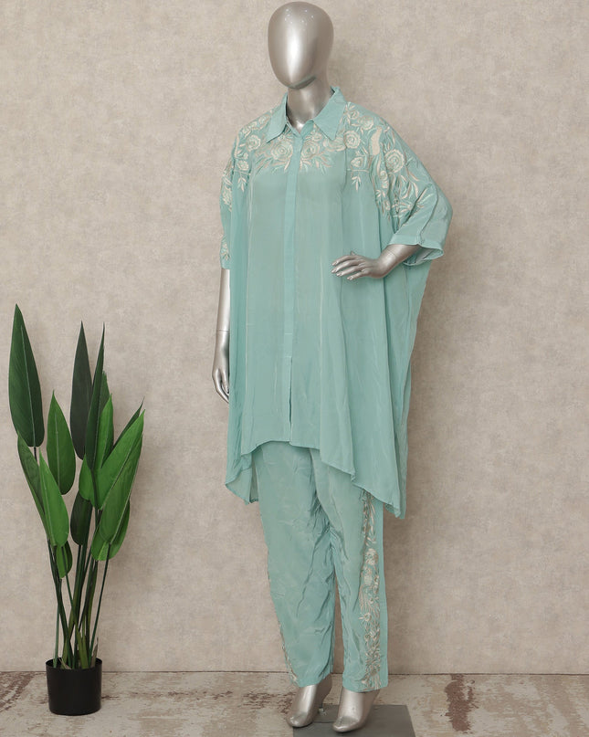 Sea Green Embroidered Co Ord Set Party Wear