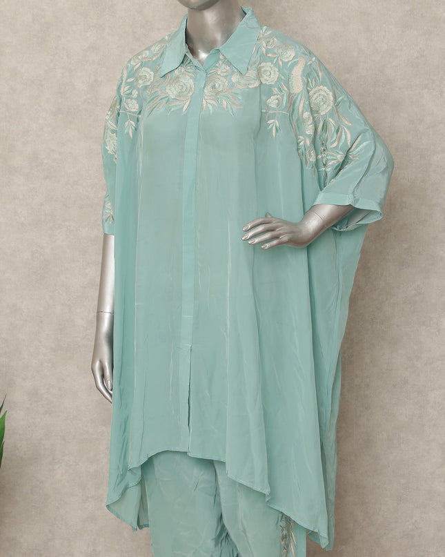 Sea Green Embroidered Co Ord Set Party Wear
