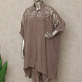 Taupe Brown Embroidered Co Ord Set Party Wear
