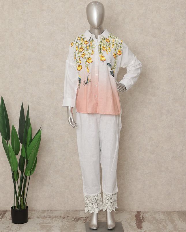 Ivory Yellow Floral Co Ord Set Party Wear Women