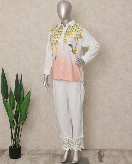 Ivory Yellow Floral Co Ord Set Party Wear Women