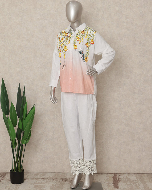 Ivory Yellow Floral Co Ord Set Party Wear Women
