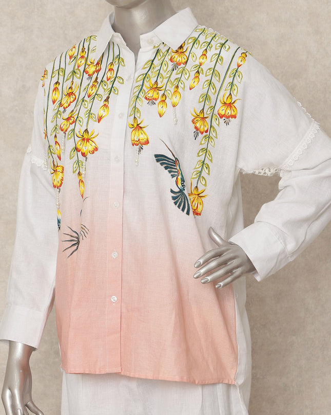 Ivory Yellow Floral Co Ord Set Party Wear Women