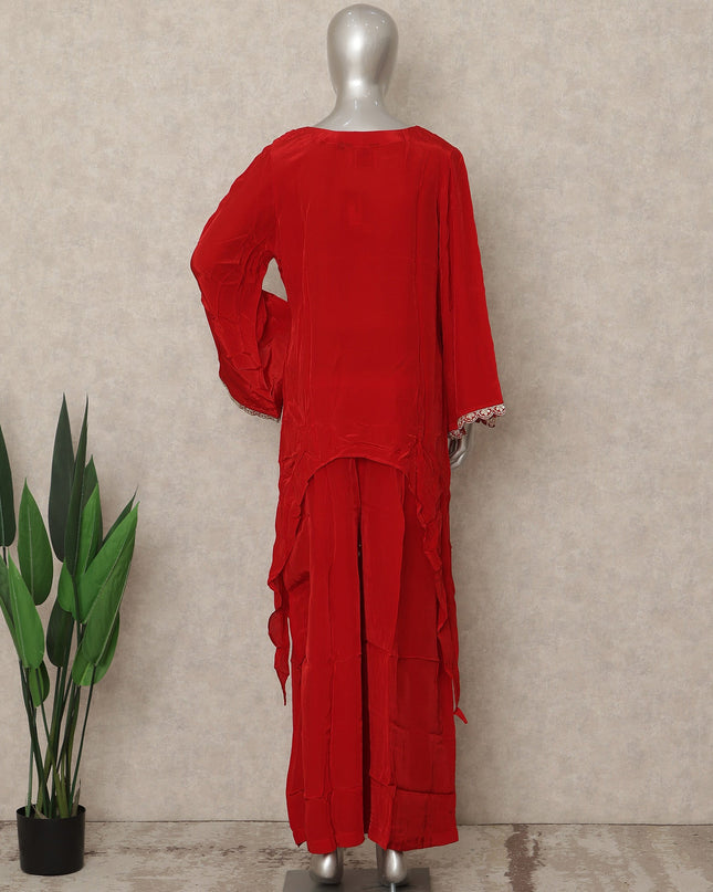 Crimson Red Embroidered Co Ord Set Wedding Wear