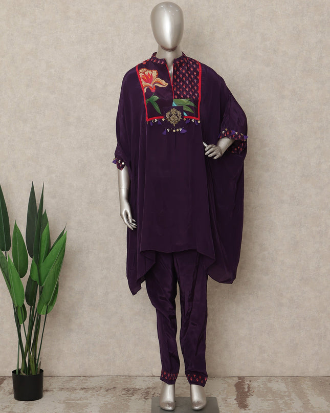 Royal Purple Embroidered Co Ord Set Party Wear