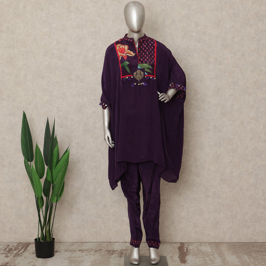 Royal Purple Embroidered Co Ord Set Party Wear