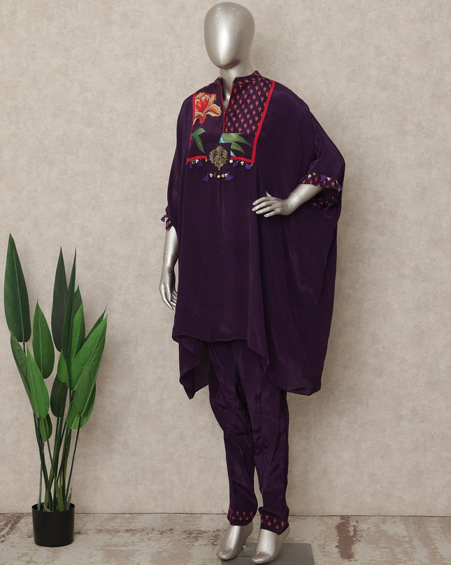 Royal Purple Embroidered Co Ord Set Party Wear
