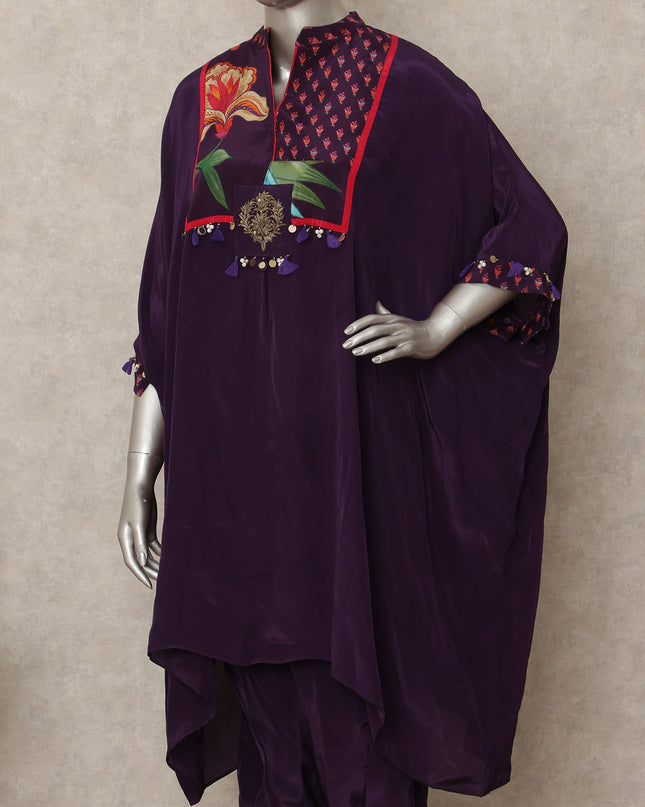 Royal Purple Embroidered Co Ord Set Party Wear
