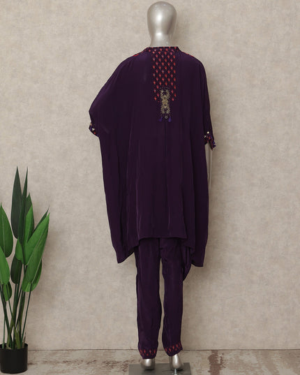 Royal Purple Embroidered Co Ord Set Party Wear