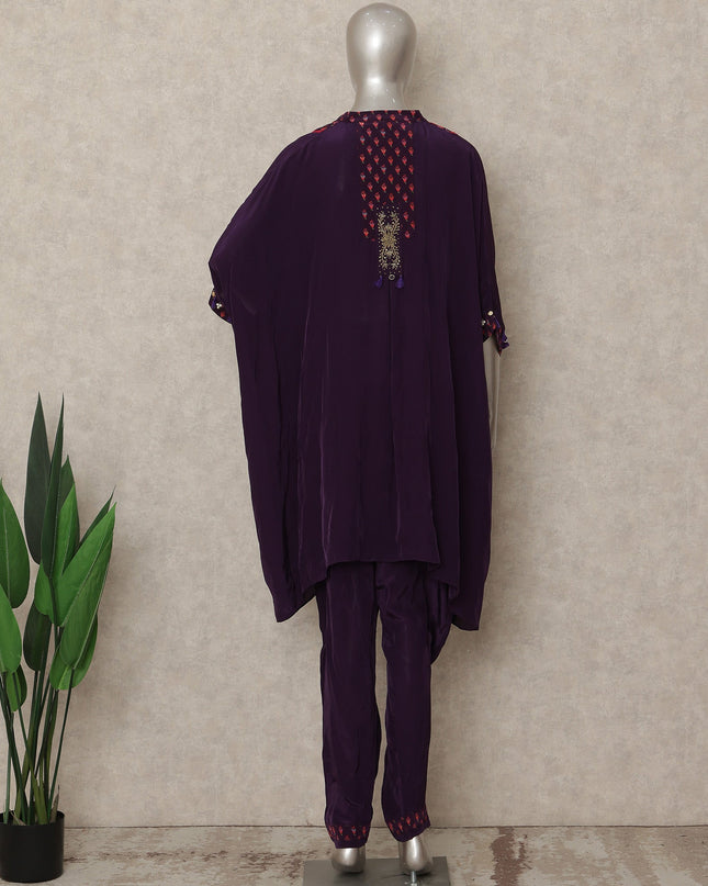 Royal Purple Embroidered Co Ord Set Party Wear