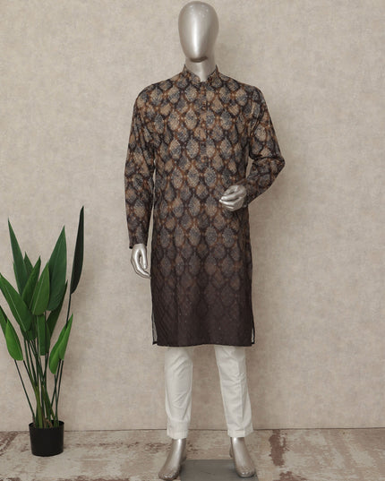Brown Linen Men's Kurta Pajama - D29300