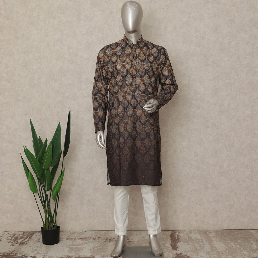Brown Linen Men's Kurta Pajama - D29300