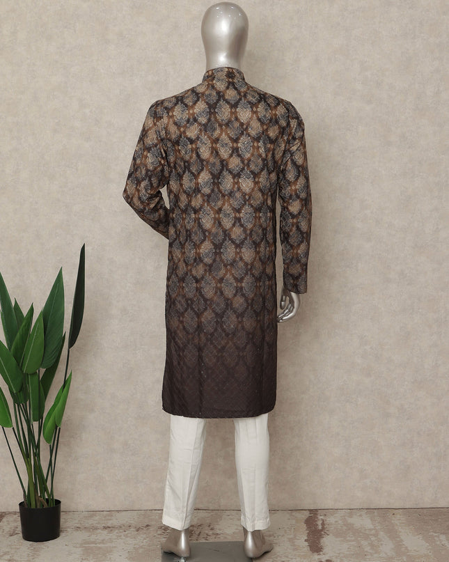 Brown Linen Men's Kurta Pajama - D29300