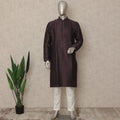 Espresso Brown Cotton Blend Kurta Pyjama Set