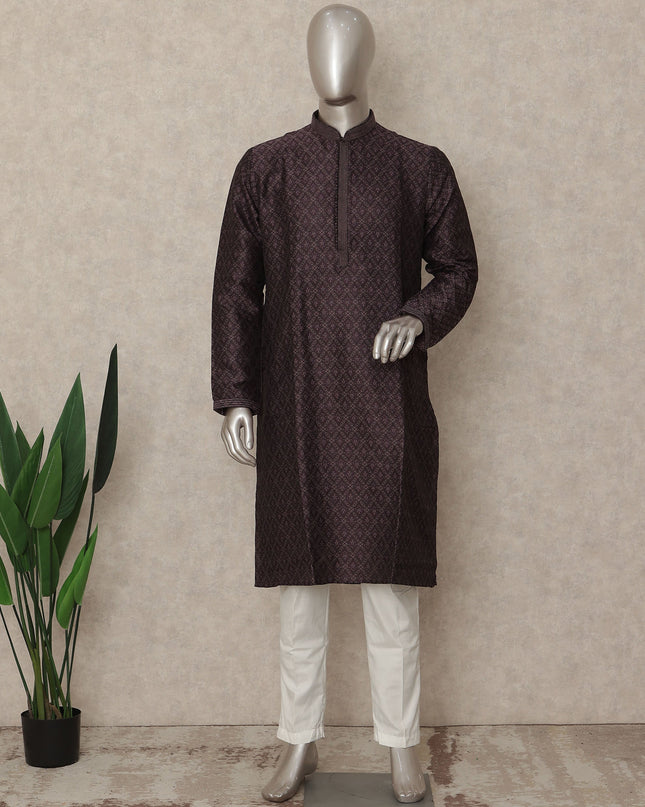 Espresso Brown Cotton Blend Kurta Pyjama Set