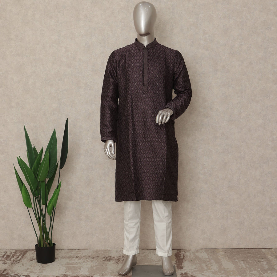 Espresso Brown Cotton Blend Kurta Pyjama Set