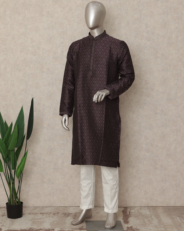 Espresso Brown Cotton Blend Kurta Pyjama Set