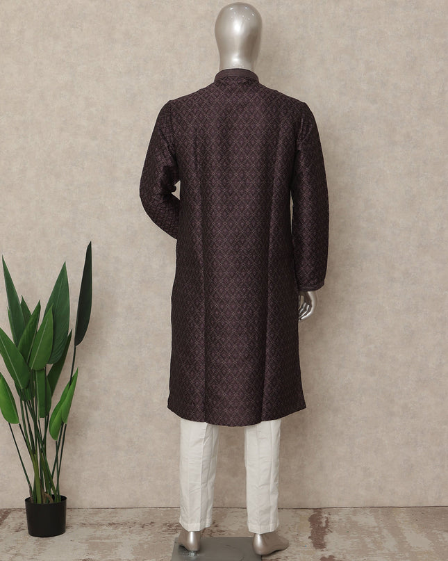 Espresso Brown Cotton Blend Kurta Pyjama Set