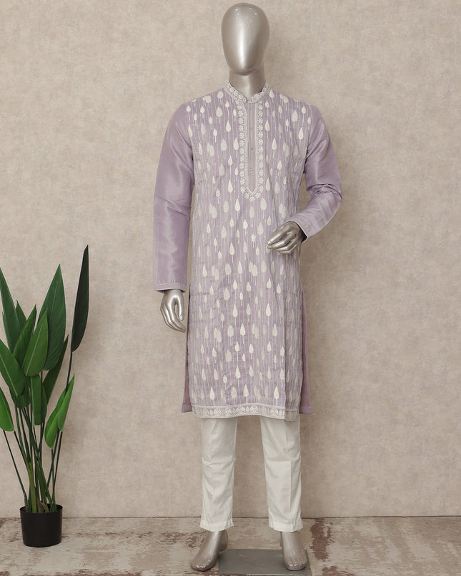 Lavender Purple Chikankari Cotton Kurta Set