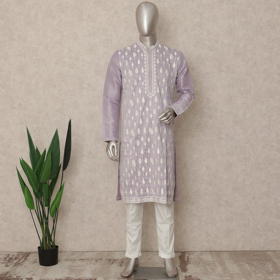 Lavender Purple Chikankari Cotton Kurta Set