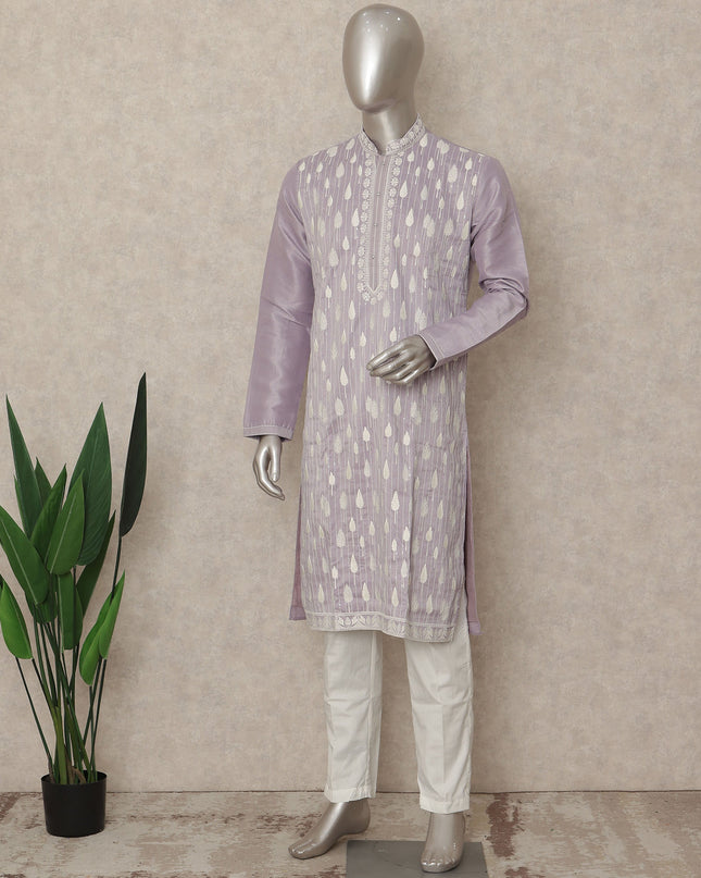 Lavender Purple Chikankari Cotton Kurta Set