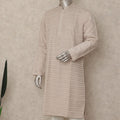 Ivory Beige Chikankari Kurta Pyjama Set for Men