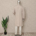 Ivory Beige Chikankari Kurta Pyjama Set for Men