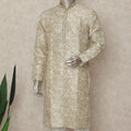 Beige Linen Men's Kurta Pajama - D29298