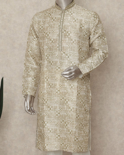 Beige Linen Men's Kurta Pajama - D29298