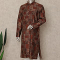 Rustic Brown Geometric Cotton Kurta Pyjama Set