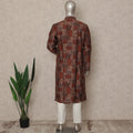 Rustic Brown Geometric Cotton Kurta Pyjama Set