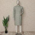 Sage Grey Geometric Cotton Kurta Pyjama Set