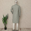 Sage Grey Geometric Cotton Kurta Pyjama Set