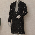 Black Embroidered Cotton Kurta Pyjama Set Men