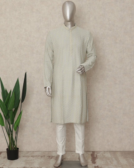 Mint Green Chikankari Cotton Kurta Pyjama Set