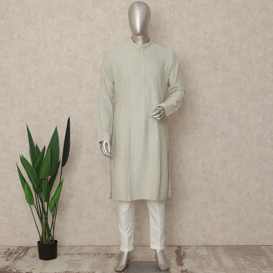 Mint Green Chikankari Cotton Kurta Pyjama Set
