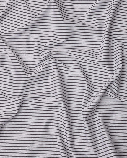 White and Black Horizontal Stripe Cotton Shirting Fabric, Width 150 Cms, Made in Japan-D26064