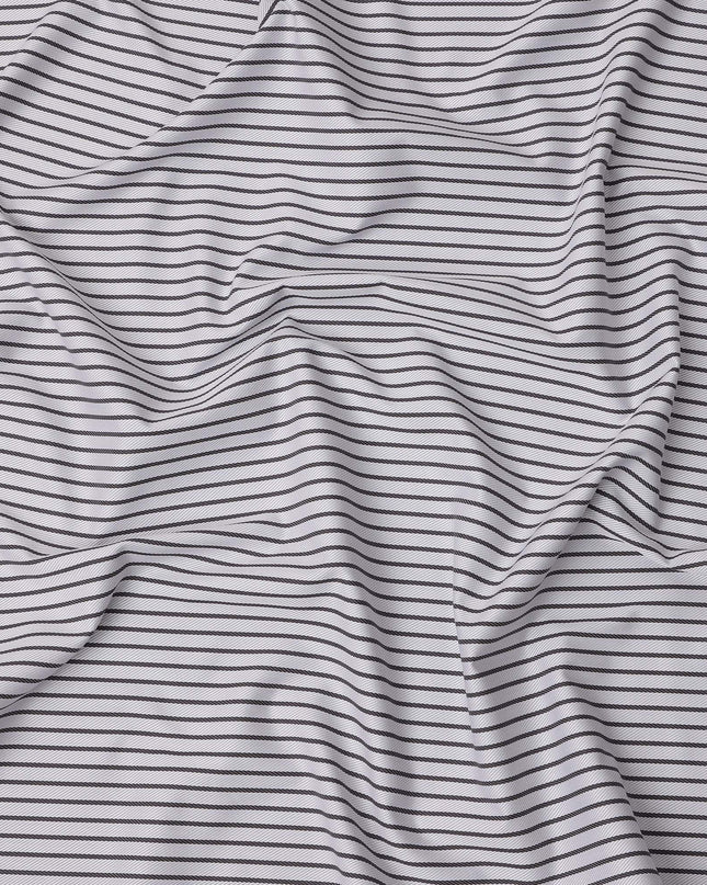 White and Black Horizontal Stripe Cotton Shirting Fabric, Width 150 Cms, Made in Japan-D26064