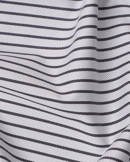 White and Black Horizontal Stripe Cotton Shirting Fabric, Width 150 Cms, Made in Japan-D26064